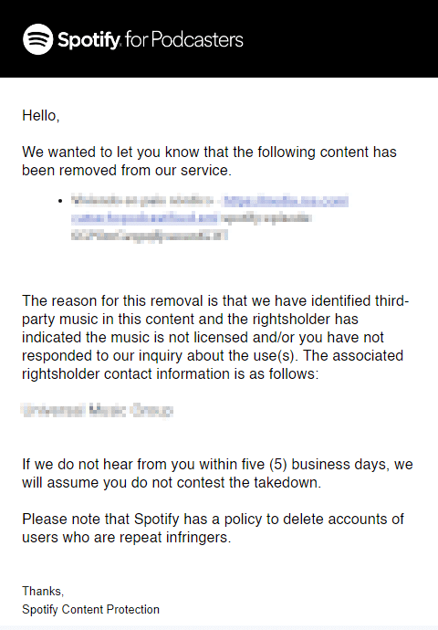 Spotify infringement claim